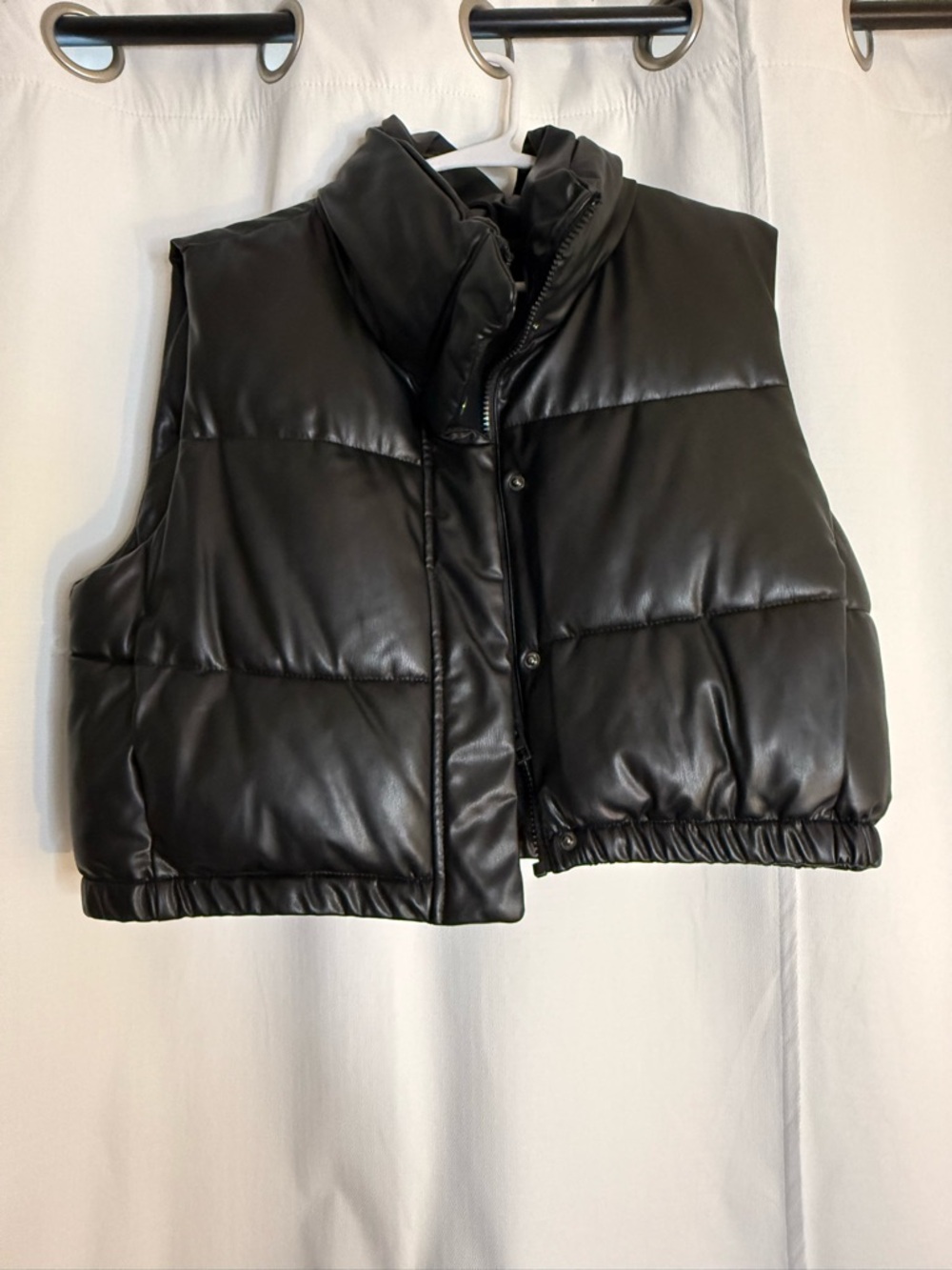 Zara Black Quilted Faux Leather Vest